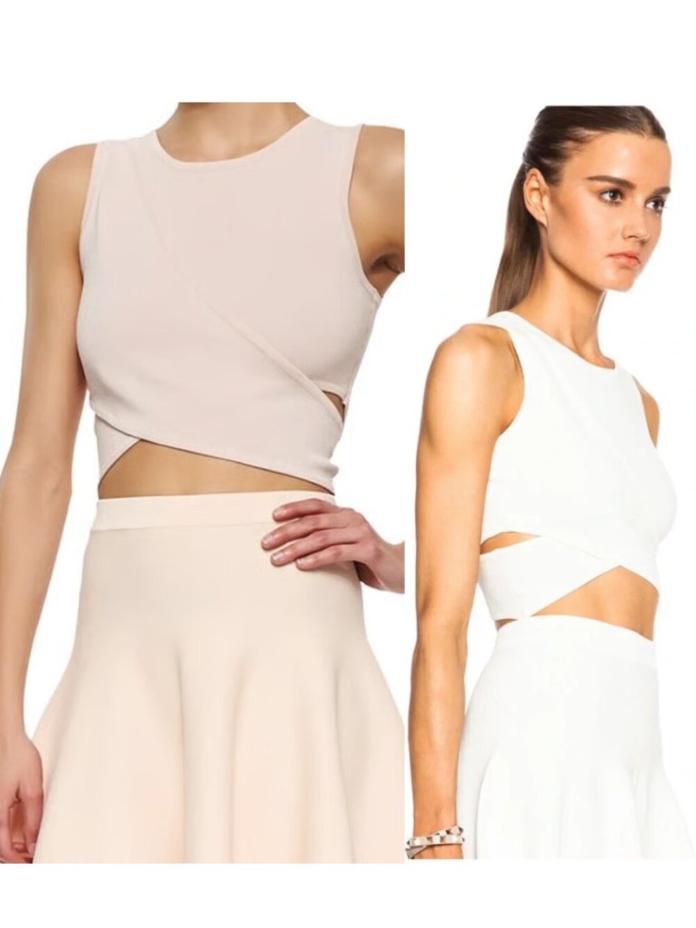 Jonathan Simkhai Ivory Stretch Knit Criss Cross Bandage Tank